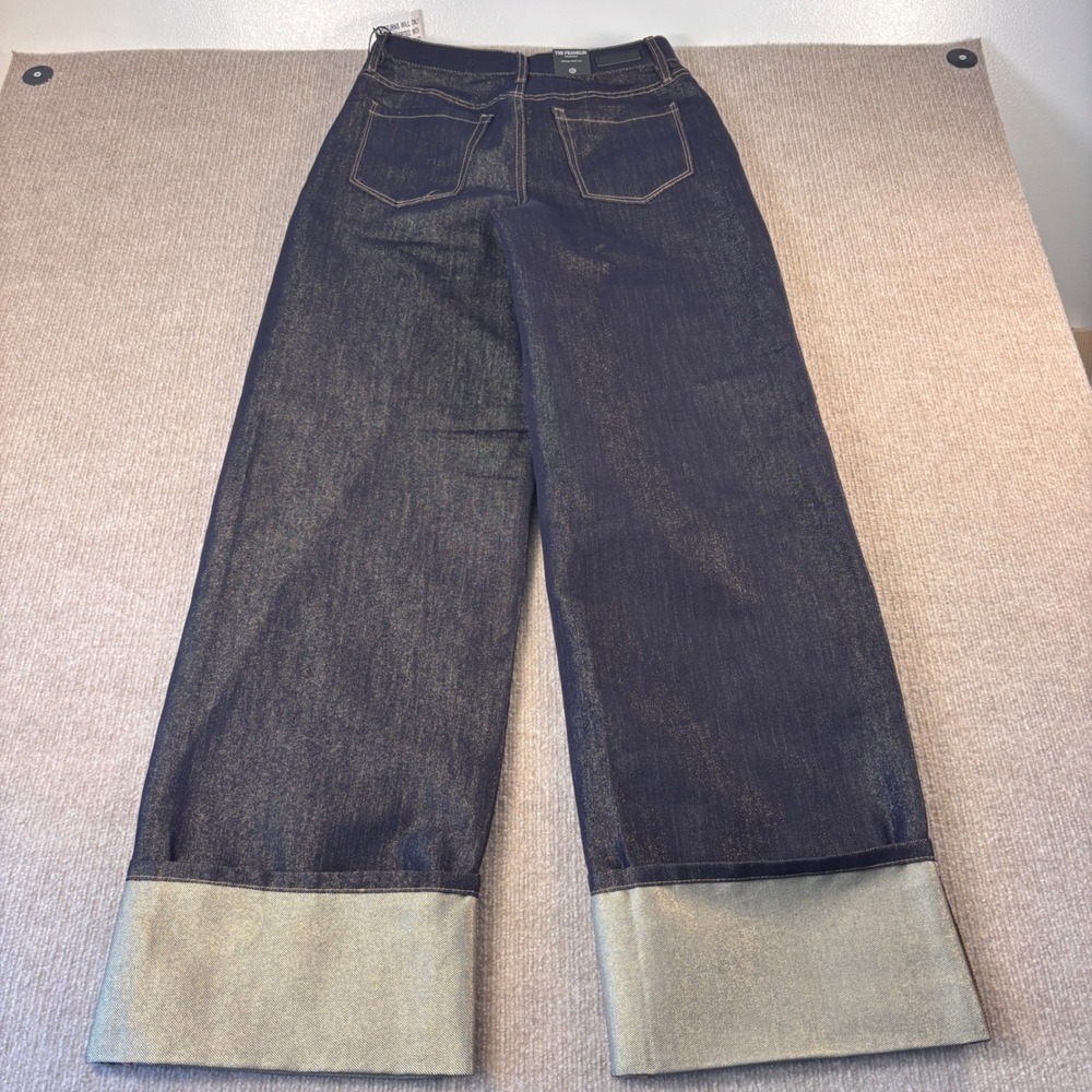 BlankNYC The Franklin Ribcage Wide Leg Gold Shimmer‎ Jeans 28 NWT Dark Wash - Picture 5 of 10